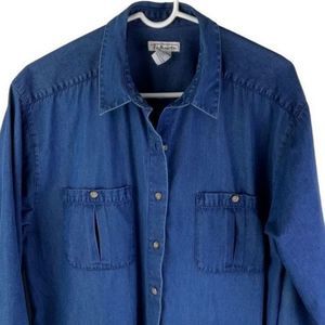 Talbots Denim Long Sleeve Button Down Shirt Size L (or XL?)